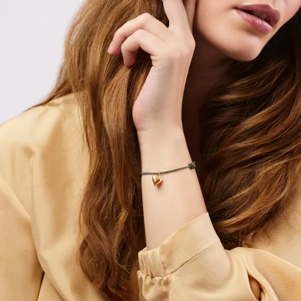 OLE LYNGGAARD COPENHAGEN Connected heart string bracelet green