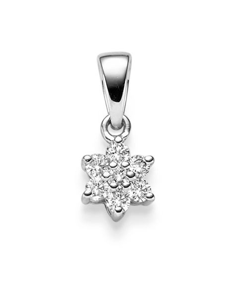 Gullhagen Hvitt gull anheng stjerne m/7-0,15ct